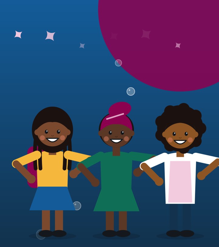 Illustration of a girl, a mother and a midwife smiling together